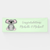 Koala Beer Baby shower Groene Genderneutraliteit Spandoek (Horizontaal)