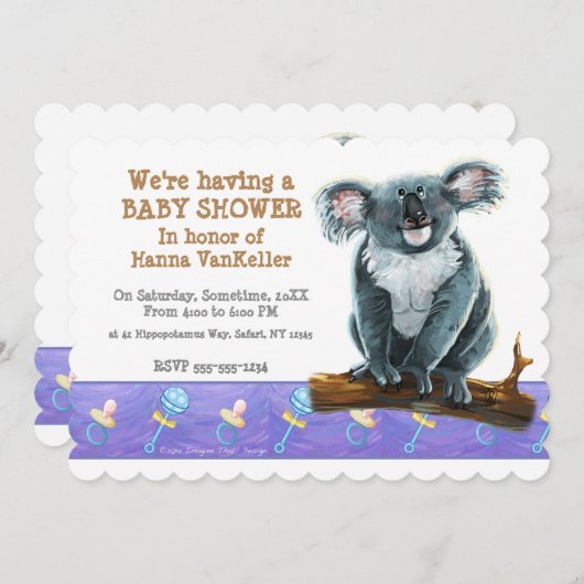 Koala Beer Baby shower Kaart (Voorkant / Achterkant)