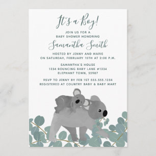 Koala Beer Baby shower Kaart