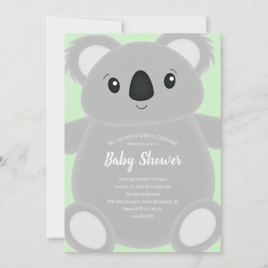 Koala Beer Baby shower Kaart (Voorkant)