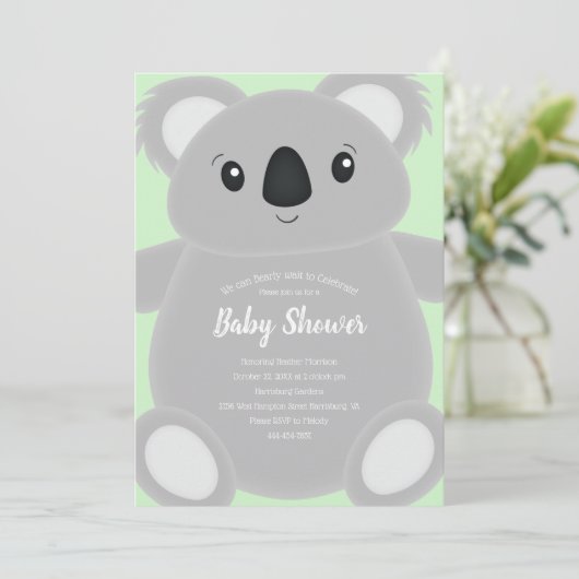 Koala Beer Baby shower Kaart (Staand voorkant)