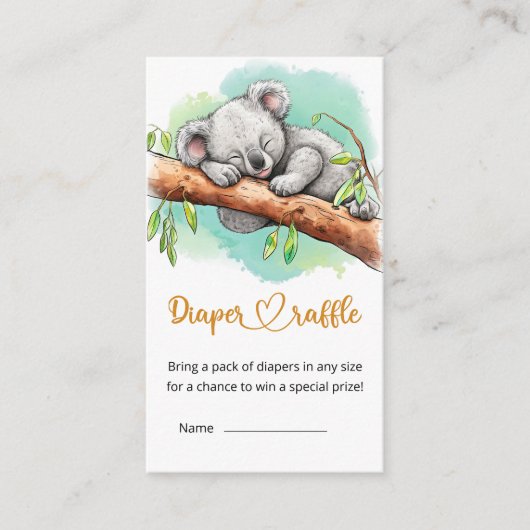 Koala Beer Baby shower Luier Raffle Informatiekaartje (Voorkant)