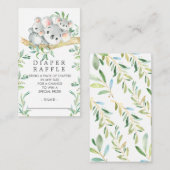 Koala Beer Baby shower Luier Raffle Ticket Informatiekaartje (Voorkant / Achterkant)