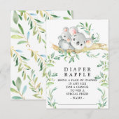 Koala Beer Baby shower Luier Raffle Ticket Informatiekaartje (Voorkant / Achterkant)