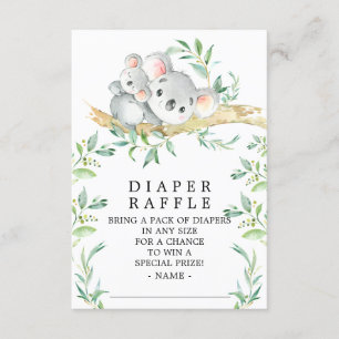Koala Beer Baby shower Luier Raffle Ticket Informatiekaartje