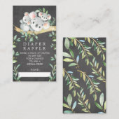 Koala Beer Baby shower Luier Raffle Ticket Informatiekaartje (Voorkant / Achterkant)