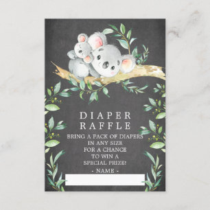 Koala Beer Baby shower Luier Raffle Ticket Informatiekaartje