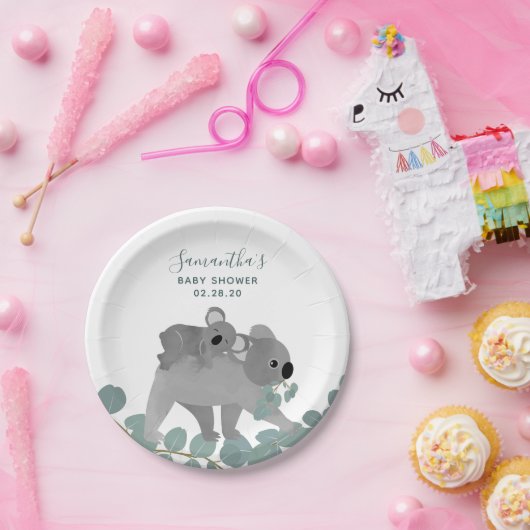 Koala Beer Baby shower Papier Borden Papieren Bordje (Feest)
