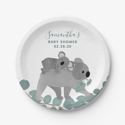 Koala Beer Baby shower Papier Borden Papieren Bordje (Voorkant)