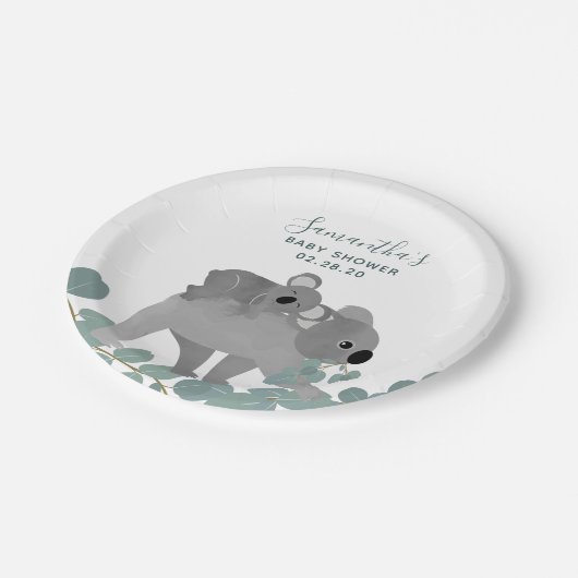 Koala Beer Baby shower Papier Borden Papieren Bordje (Gekanteld)