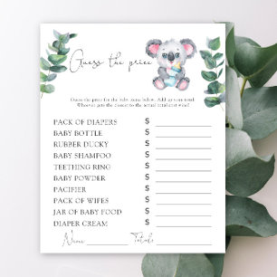 Koala beer baby shower Prijs Guess spel