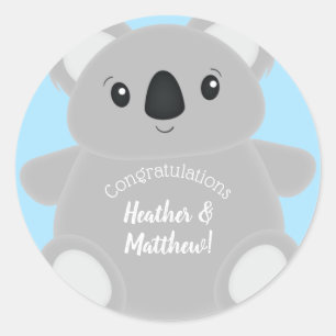 Koala Beer Baby shower Ronde Sticker