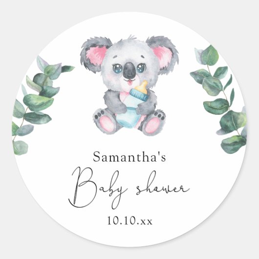 Koala Beer Baby shower Ronde Sticker (Voorkant)