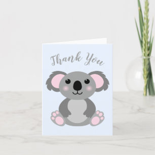 Koala Beer Baby shower Roze meisje Bedankkaart