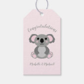 Koala Beer Baby shower Roze meisje Cadeaulabel (Voorkant)