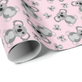 Koala Beer Baby shower Roze meisje Cadeaupapier (Rol Hoek)