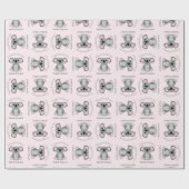 Koala Beer Baby shower Roze meisje Cadeaupapier (Vlak)