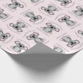 Koala Beer Baby shower Roze meisje Cadeaupapier