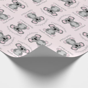 Koala Beer Baby shower Roze meisje Cadeaupapier