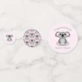 Koala Beer Baby shower Roze meisje Confetti (Achterkanten)