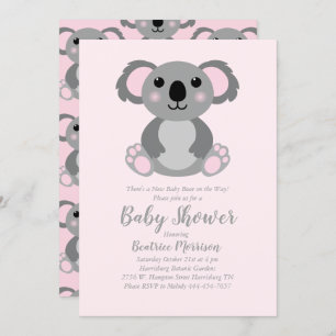 Koala Beer Baby shower Roze meisje Kaart