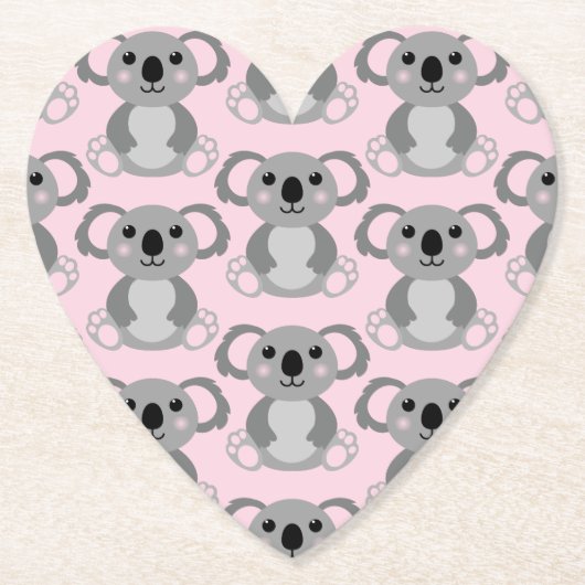 Koala Beer Baby shower Roze meisje Kartonnen Onderzetters (Voorkant)