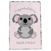 Koala Beer Baby shower Roze meisje Medium Cadeauzakje (Voorkant)