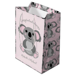 Koala Beer Baby shower Roze meisje Medium Cadeauzakje