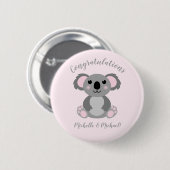 Koala Beer Baby shower Roze meisje Ronde Button 5,7 Cm (Voorkant /achterkant)