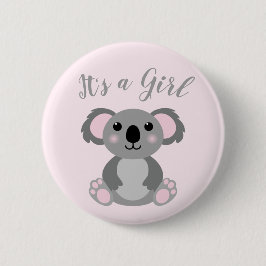 Koala Beer Baby shower Roze meisje Ronde Button 5,7 Cm