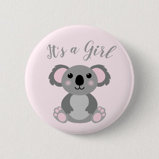 Koala Beer Baby shower Roze meisje Ronde Button 5,7 Cm (Voorkant)