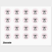 Koala Beer Baby shower Roze meisje Ronde Sticker (Vel)