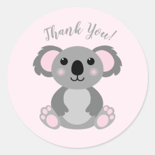 Koala Beer Baby shower Roze meisje Ronde Sticker