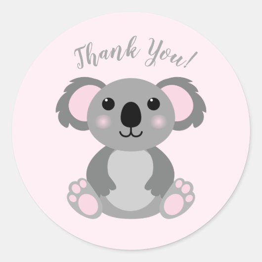 Koala Beer Baby shower Roze meisje Ronde Sticker (Voorkant)