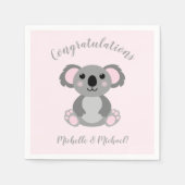 Koala Beer Baby shower Roze meisje Servet (Voorkant)