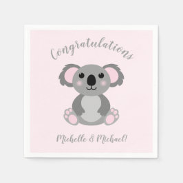 Koala Beer Baby shower Roze meisje Servet