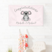 Koala Beer Baby shower Roze meisje Spandoek (Insitu)