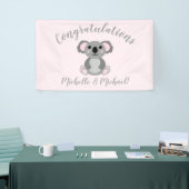 Koala Beer Baby shower Roze meisje Spandoek (Beurs)