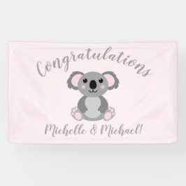 Koala Beer Baby shower Roze meisje Spandoek