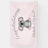 Koala Beer Baby shower Roze meisje Spandoek (Verticaal)