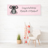 Koala Beer Baby shower Roze meisje Spandoek (Insitu)