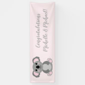 Koala Beer Baby shower Roze meisje Spandoek (Verticaal)