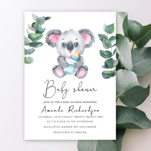 Koala Beer Baby Shower Uitnodiging