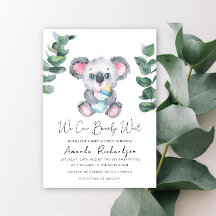 Koala Beer Baby Shower Uitnodiging