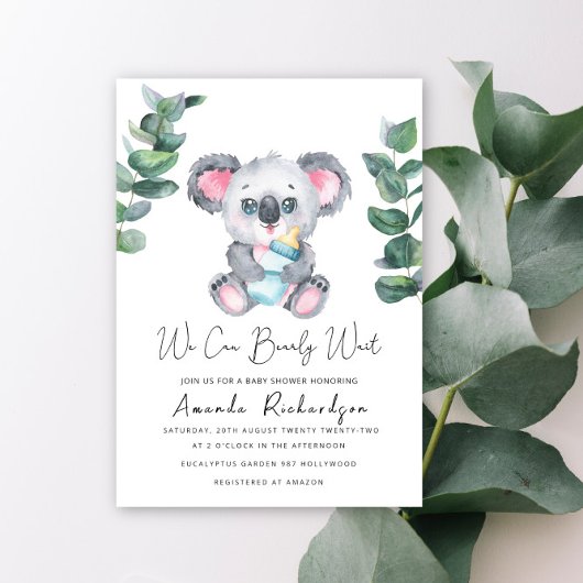 Koala Beer Baby Shower Uitnodiging
