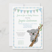 Koala Beer Baby shower Uitnodiging Blauwe Munt Boy (Voorkant)