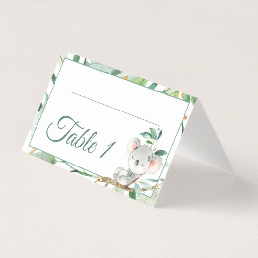 Koala Beer Baby shower Verjaardagstabel nummer Kaart (Voorkant)