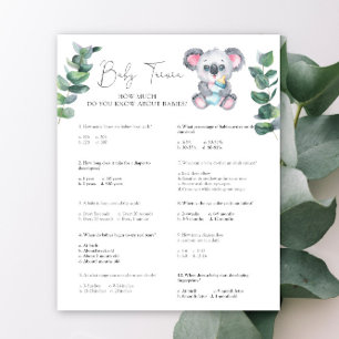 Koala Beer Baby Trivia   Baby shower spel
