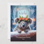Koala Beer Besneeuwd Winter Woud Vrolijke Kerstmis Feestdagenkaart (Voorkant)