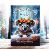 Koala Beer Besneeuwd Winter Woud Vrolijke Kerstmis Feestdagenkaart